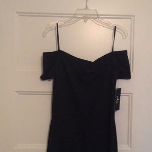Lulus Navy Off the Shoulder Jumpsuit
